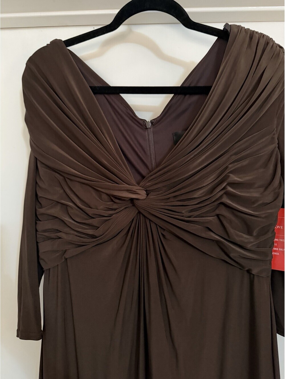Tadashi Collection Chocolate Off Shoulder Evening Dress Brown Maxi
